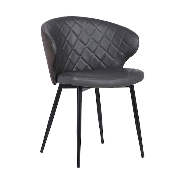Armen Living Ava Contemporary Dining Chair in Black Powder Coated Finish and Gray Faux Leather LCAVSIBLGR - main